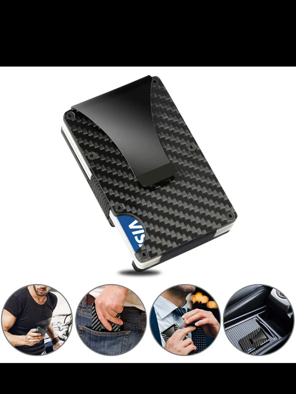 Mens RFid carbon fiber  credit card and money clip nwt